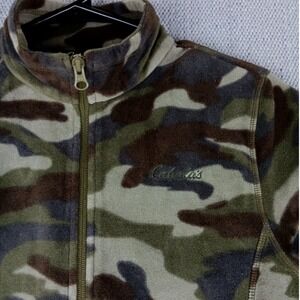 Cabela's Fleece Sweater Women's M* Woodland Camo Hunting Outdoors‎ Zip Mock Neck